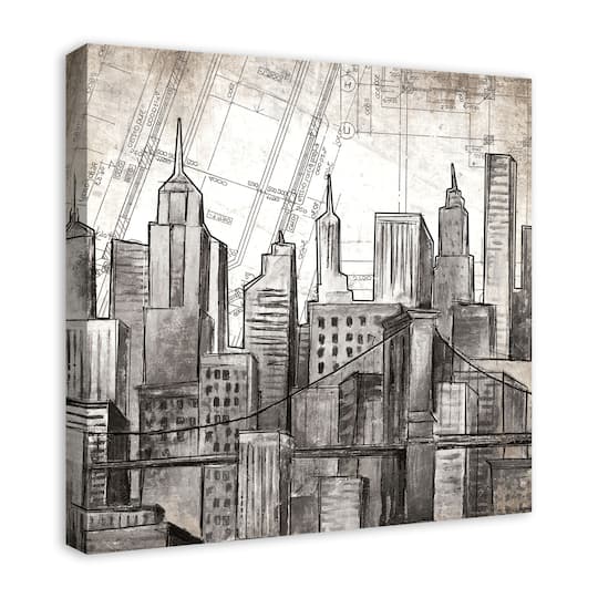 Sketched Skyline 24" x 24" Canvas Wall Art